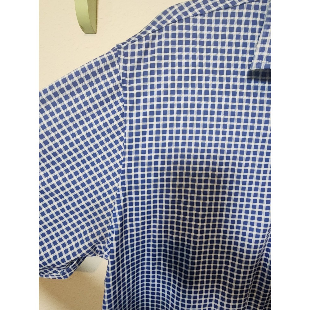 Donald Ross Golf Men's Blue Checked Short Sleeve Polo Shirt Large Embroidered - Picture 4 of 8